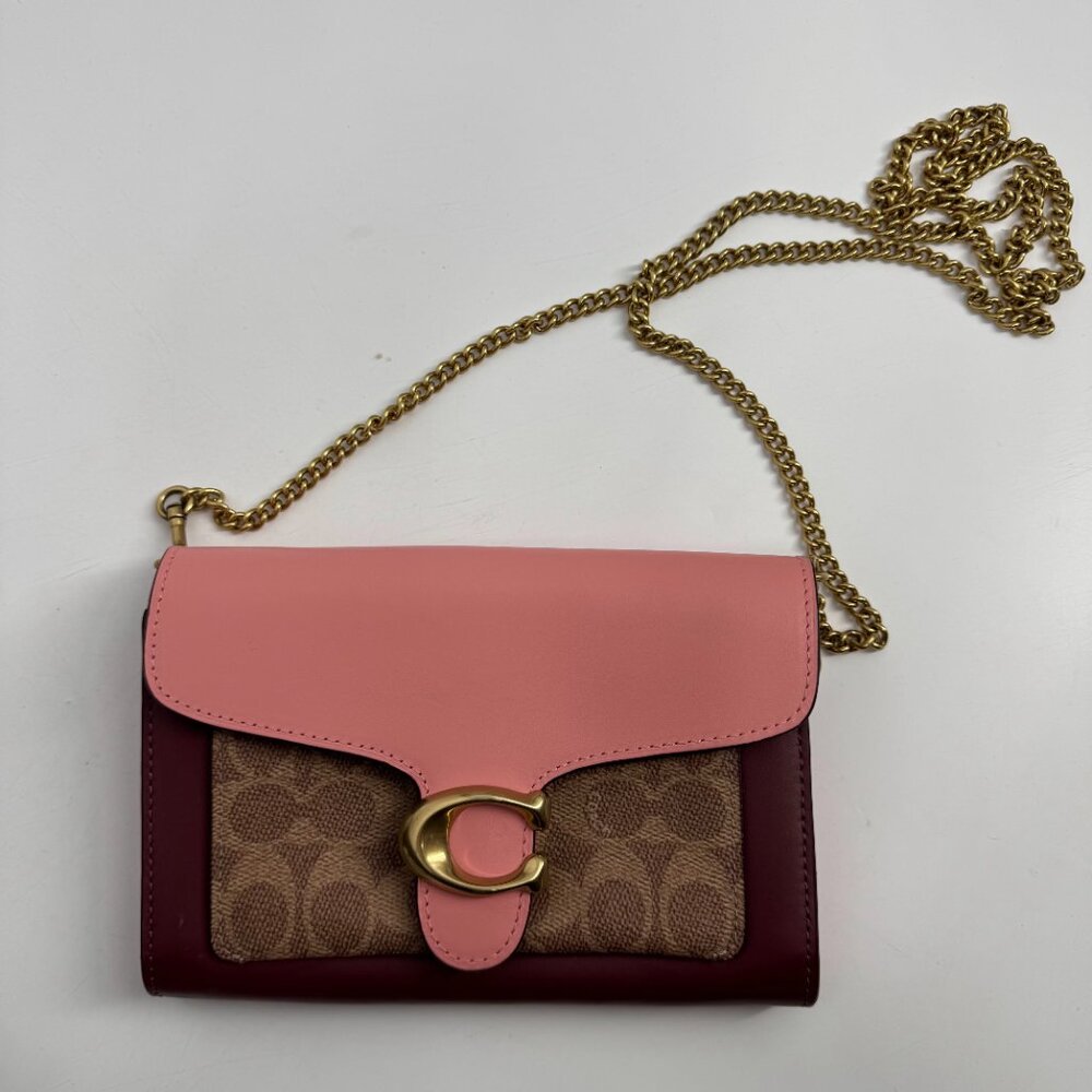 NEW Coach Colorblock Signature Canvas Tabby Chain Clutch Size Small - Picture 3 of 15